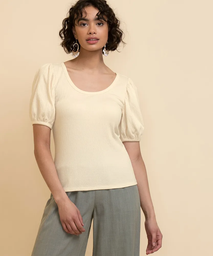 Textured Puff Sleeve Top