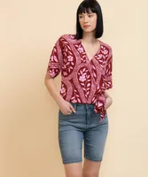 Short Sleeve Wrap Blouse