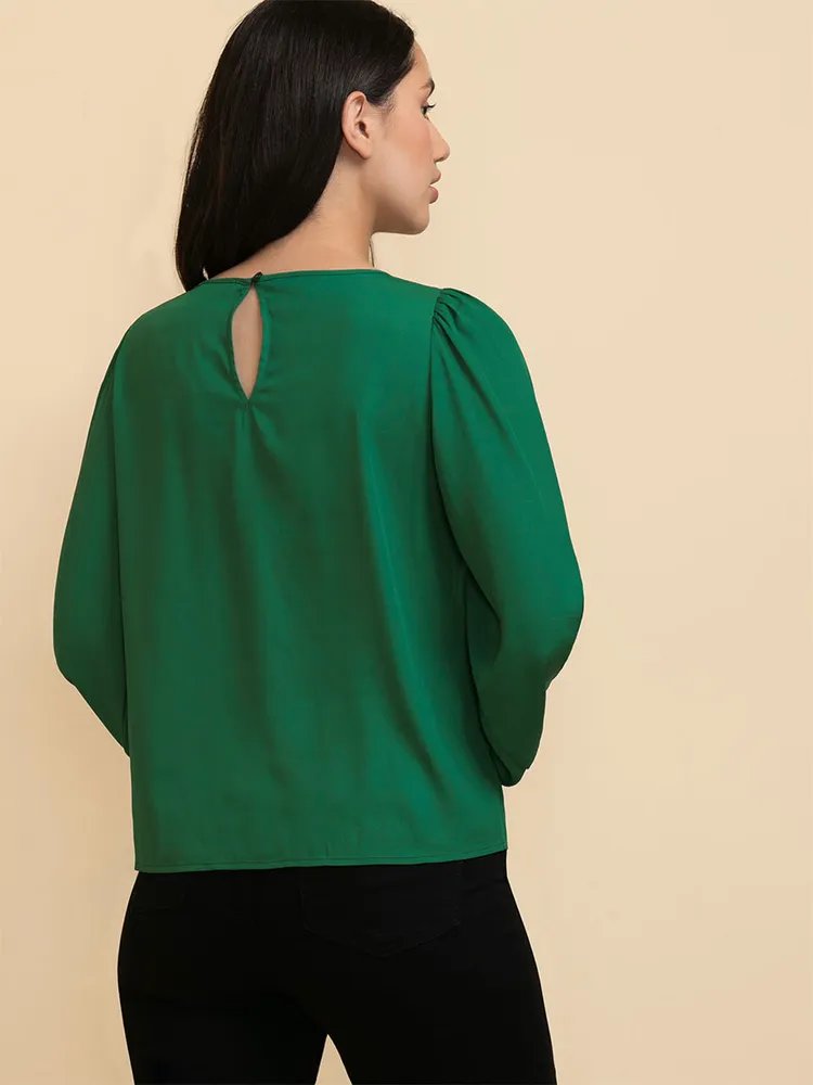 Long Sleeve Scoop Neck Blouse