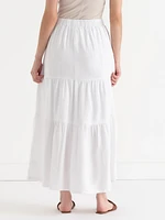 Tiered Linen Maxi Skirt