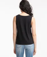 Sleeveless Henley Tie Front Top