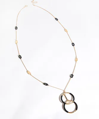 Black & Gold Circle Pendant Necklace