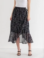 Chiffon Ruffle Midi Skirt