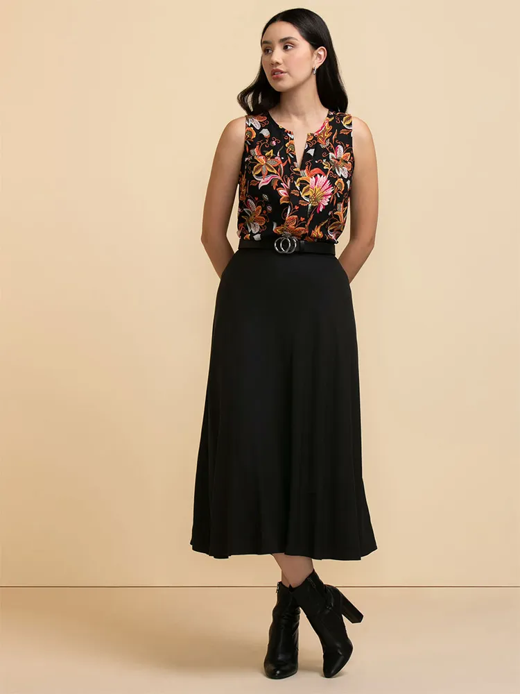 Sleeveless Mix Media Henley Top