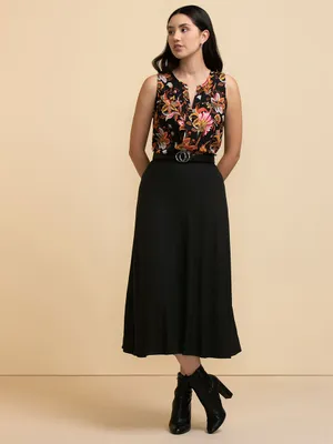 Sleeveless Mix Media Henley Top