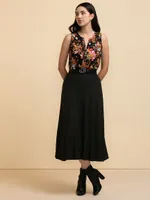 Sleeveless Mix Media Henley Top