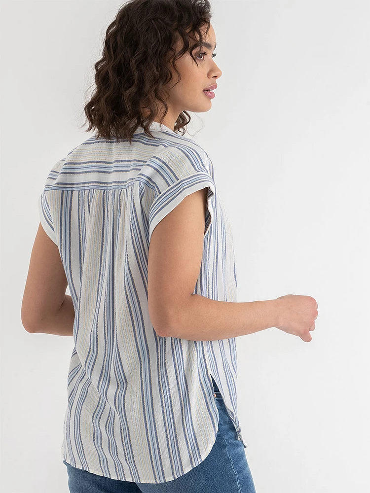 Extend Sleeve Striped Blouse