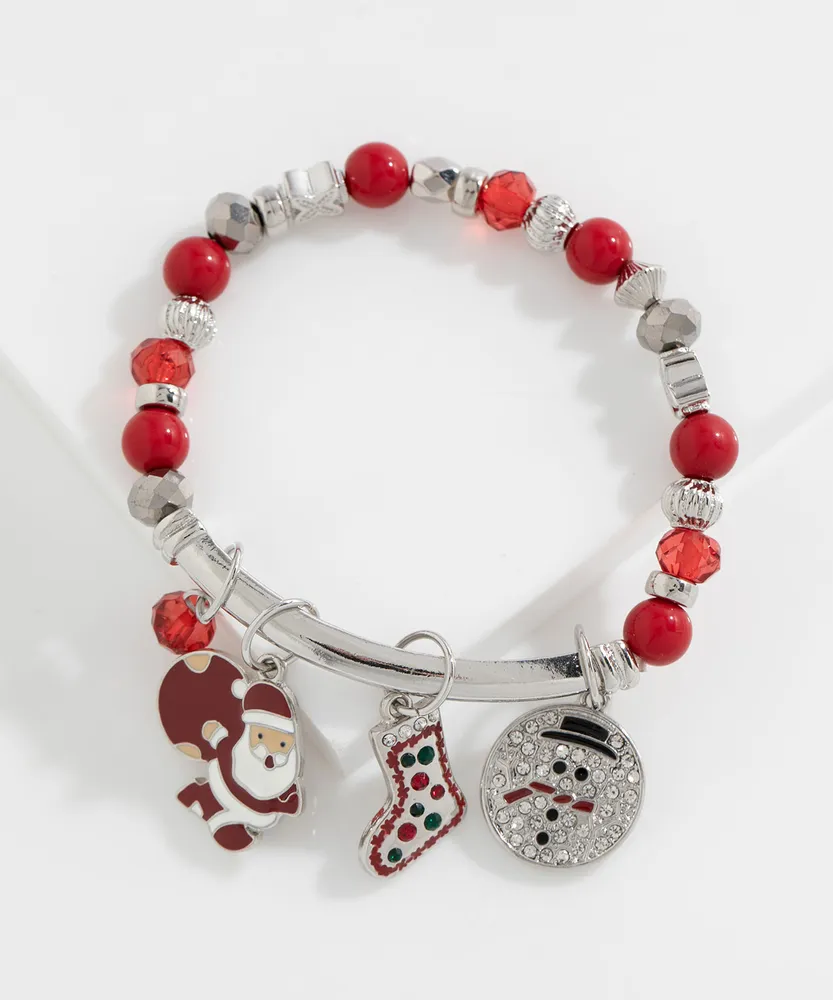 Beaded Christmas Charm Bracelet