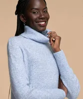 Eco-Friendly Cowl Neck Seed Stitch Sweater