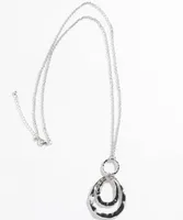 Long Silver Necklace With Molten Pendant
