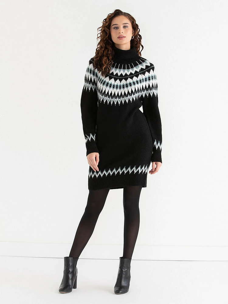 Turtleneck FairIsle Knit Dress