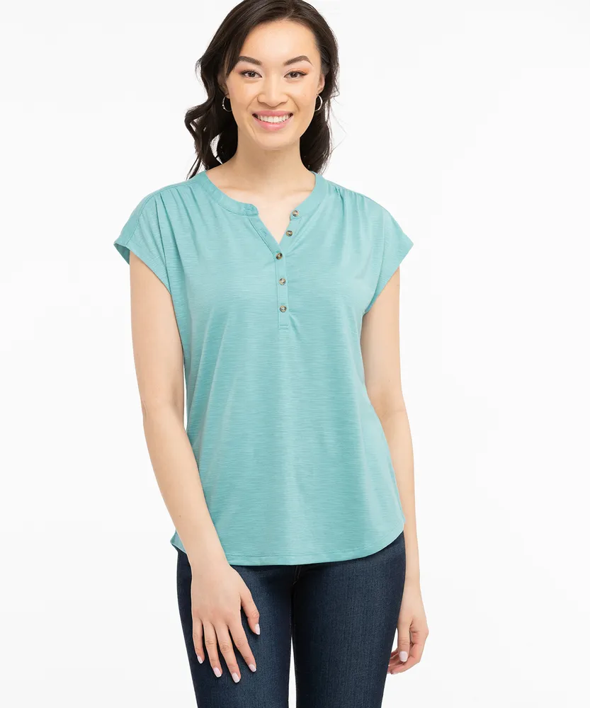 Extended Sleeve Henley Top