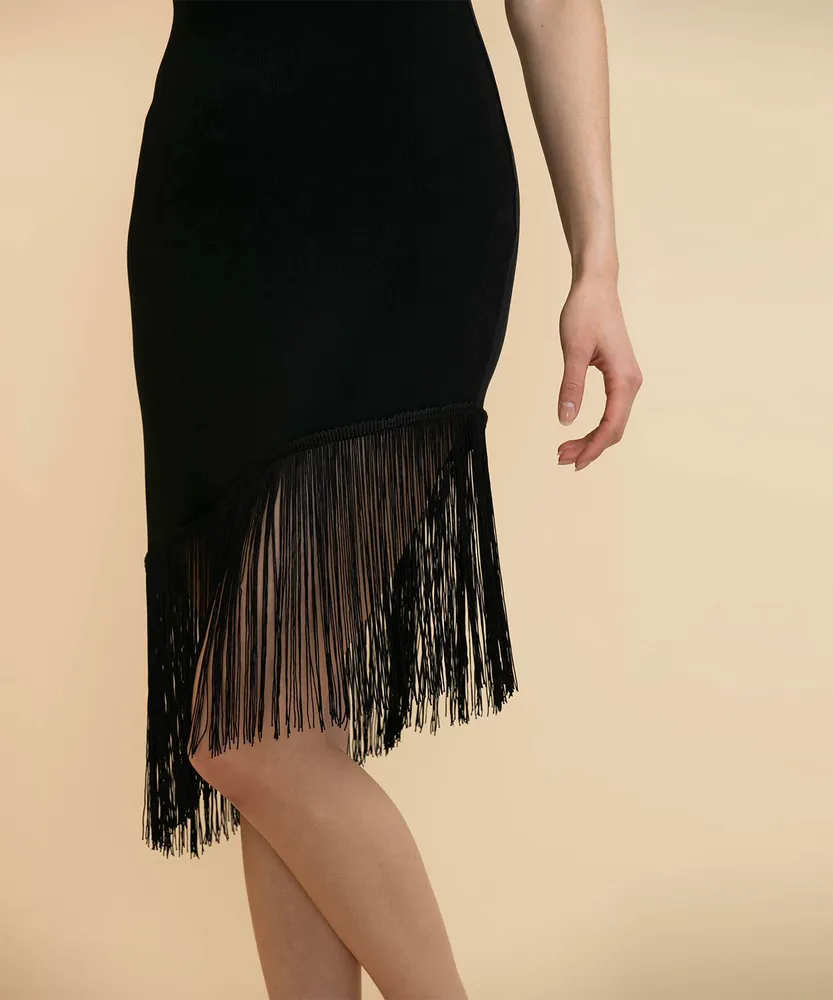 Tash + Sophie Fringe Hem Midi Dress