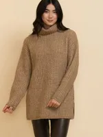 Wool-Blend Chunky Tunic Sweater