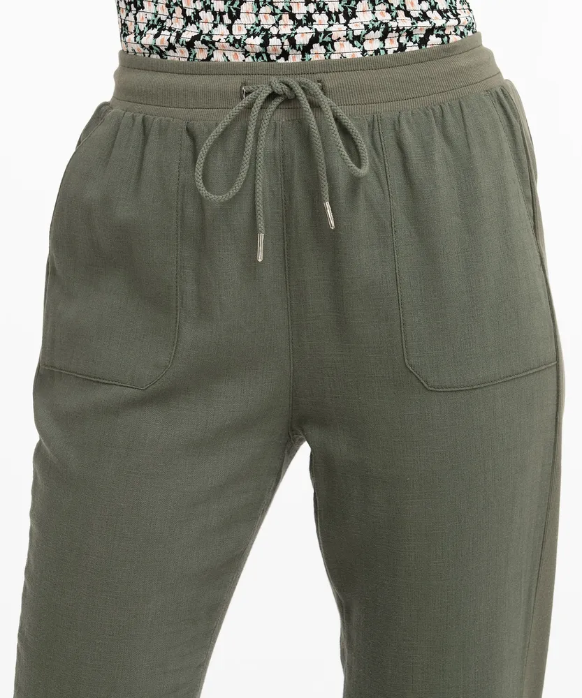 Linen Blend Drawstring Jogger