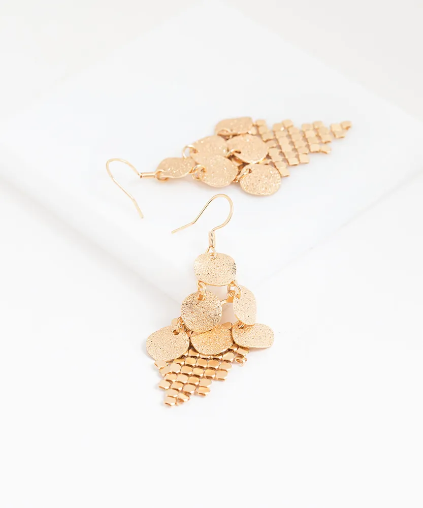 Gold Medallion Drop Earring