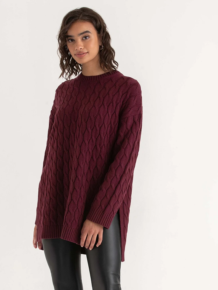 Cable Knit Tunic Sweater