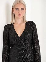 Long Sleeve Sequin Dress