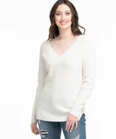 V-Neck Waffle Stitch Sweater