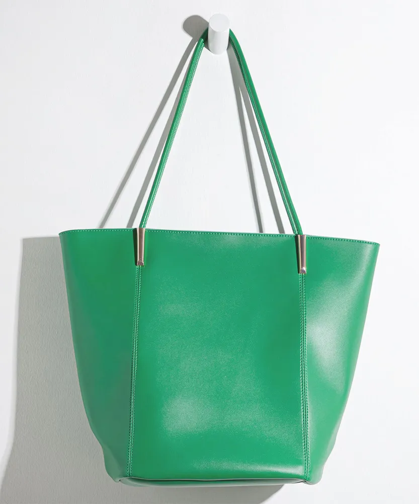 Large Green Tote Bag with Gold Accent