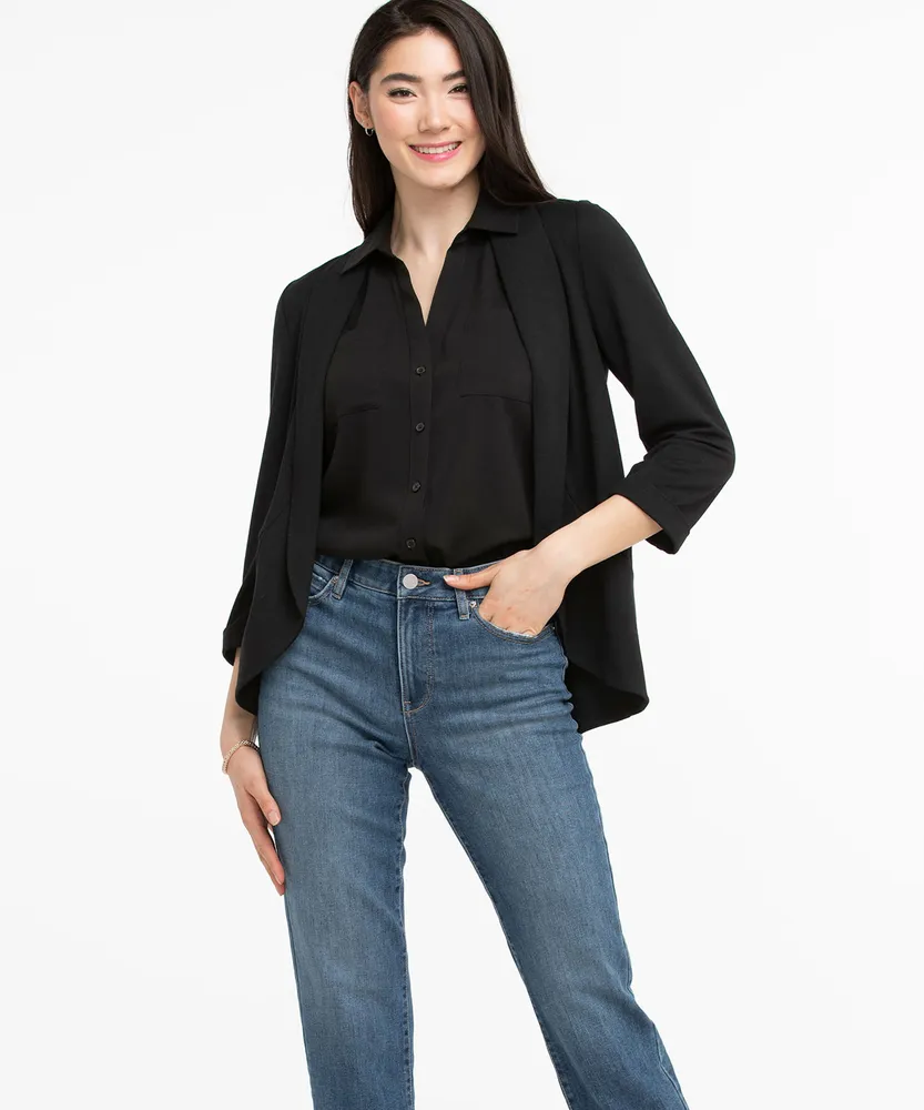 Sleeveless Button Front Collared Shirt