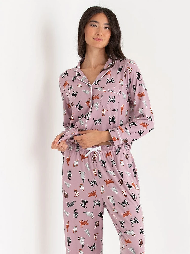 Long Sleeve Button-Down Sleep Set