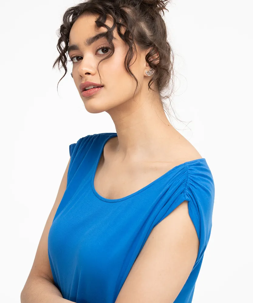 Eco-Friendly Ruched Shoulder Tee