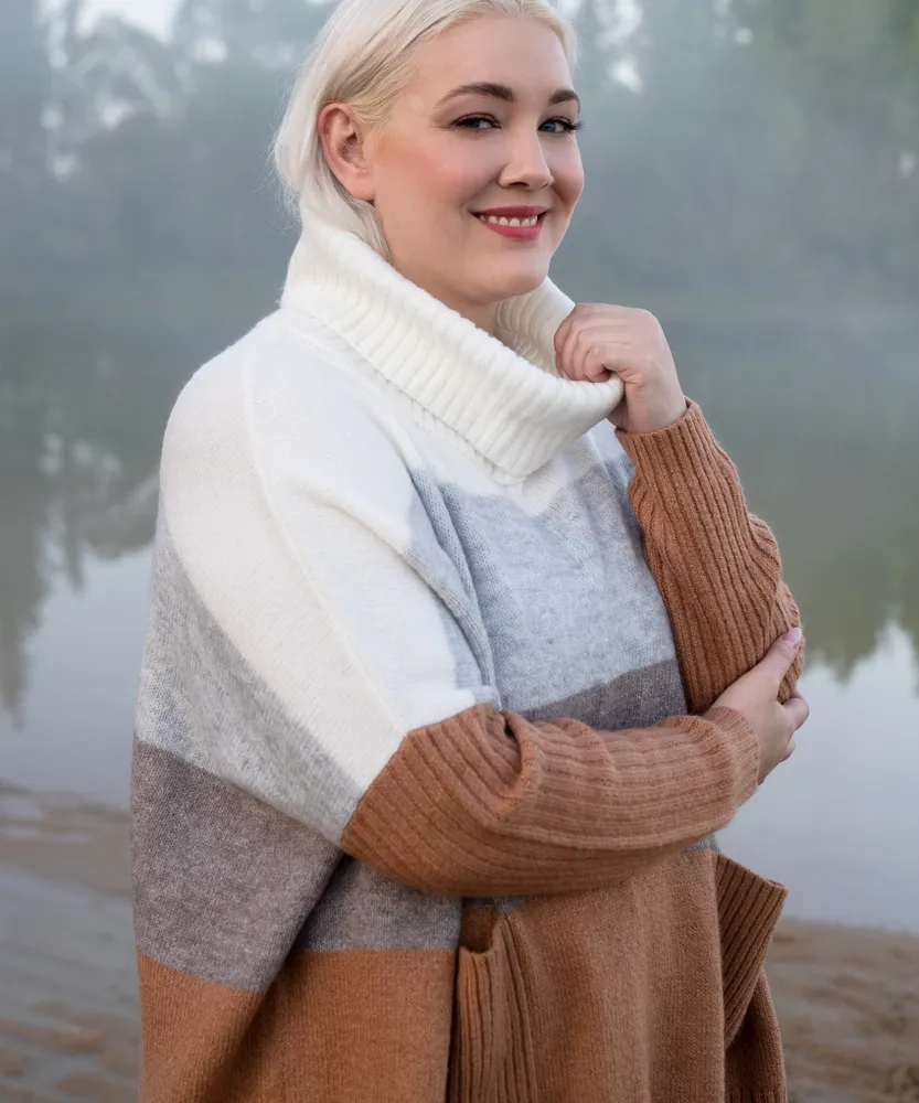 Colourblock Poncho Sweater