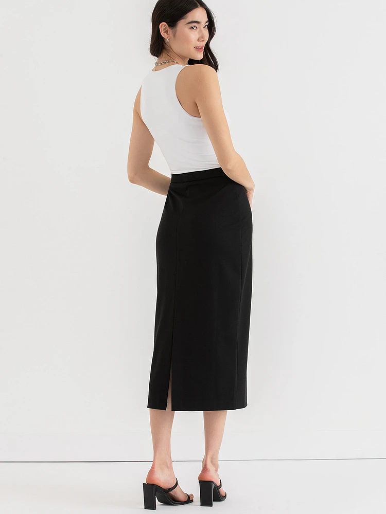 Ponte Twill Midi Skirt