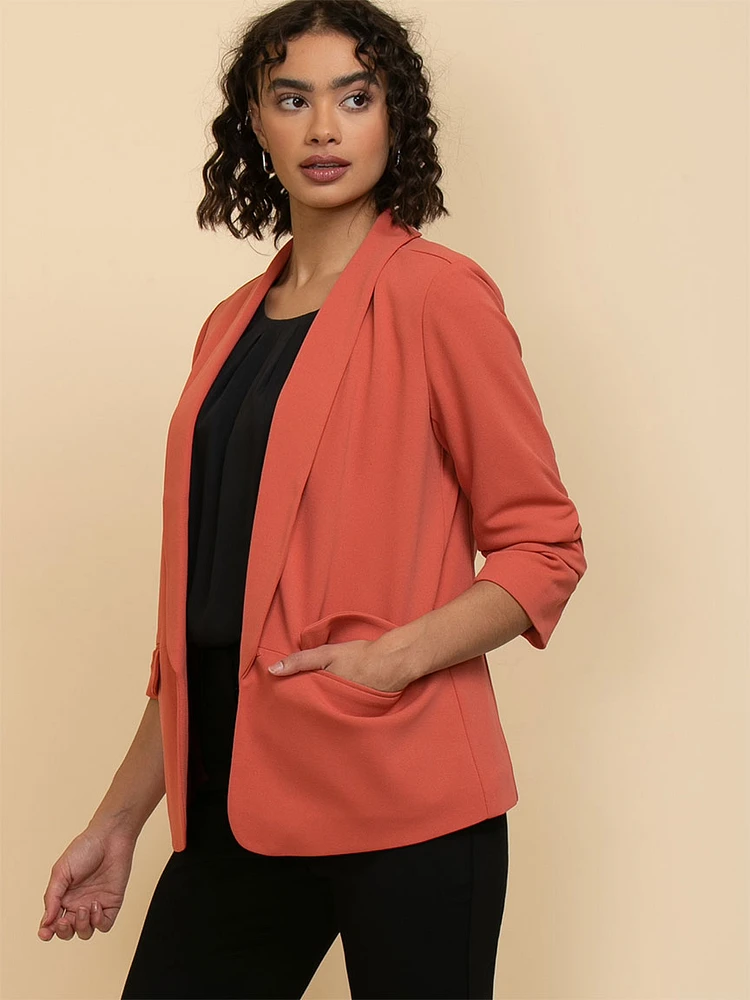 Open Front Shawl Collar Blazer