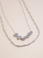 Silver Layered Cubic Zirconia + Paperclip Necklaces
