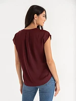 Linny Satin Extend Sleeve Henley Blouse