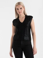 Cable Knit V-Neck Sweater Vest