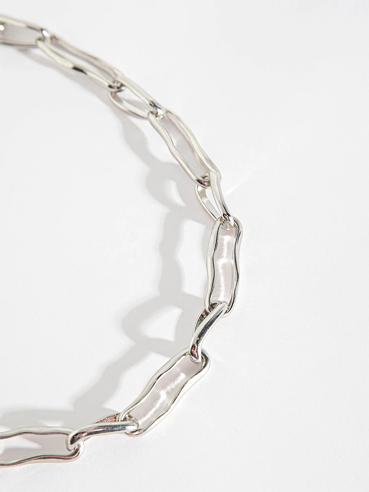 Silver Wavy Link Necklace