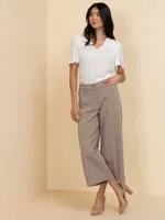 Short Sleeve V-Neck Blouse with Smocked Yoke