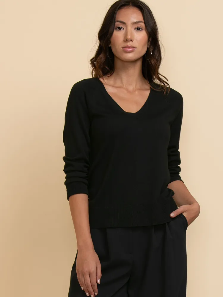 Long Sleeve Cashmere-Blend V-Neck Sweater