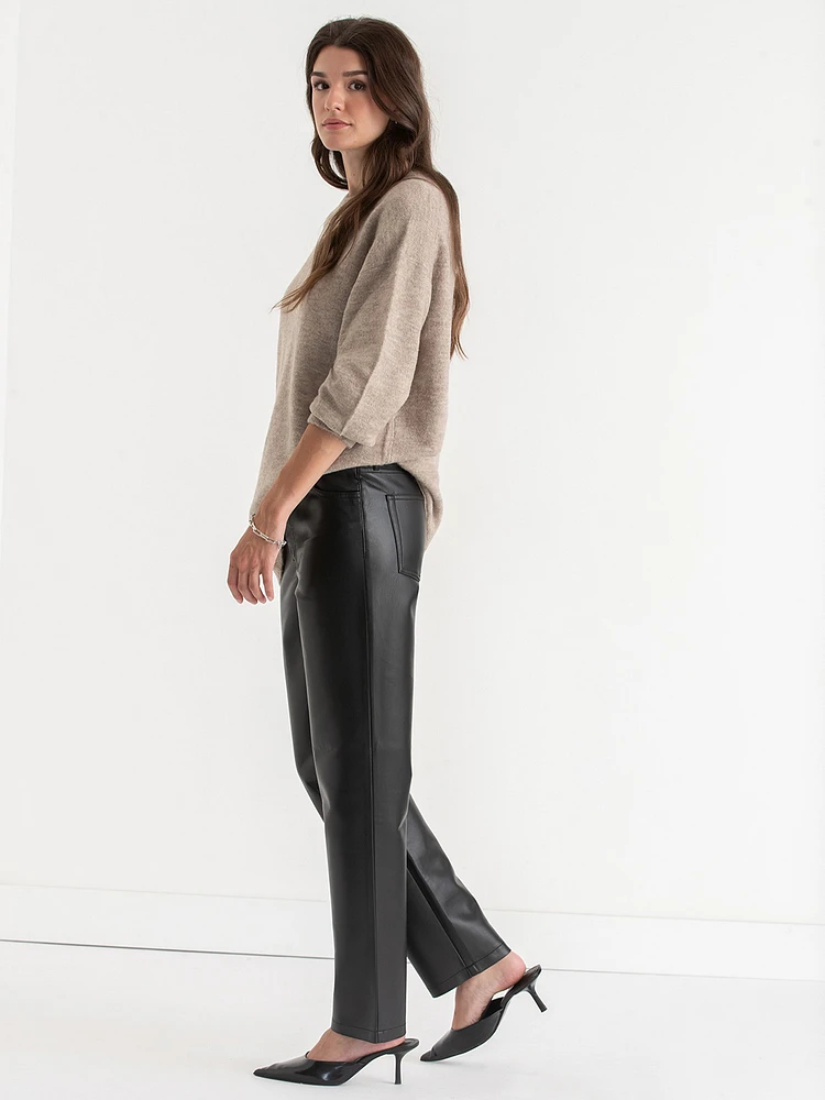 Straight-Leg Faux-Leather Pant