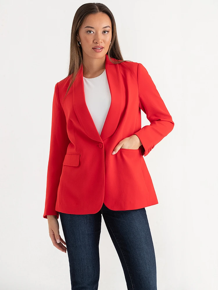 Crepe Shawl Collar Blazer