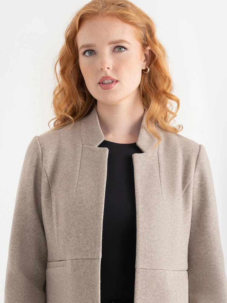 Faux Wool Long Line Jacket