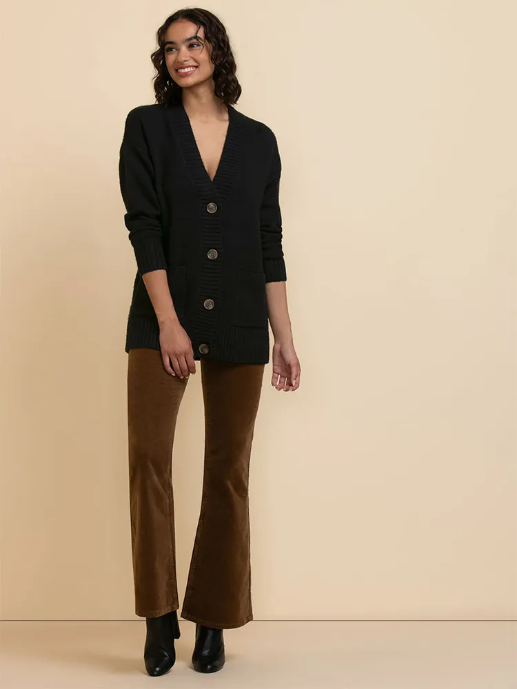 Button-Front Longer-Length Cardigan