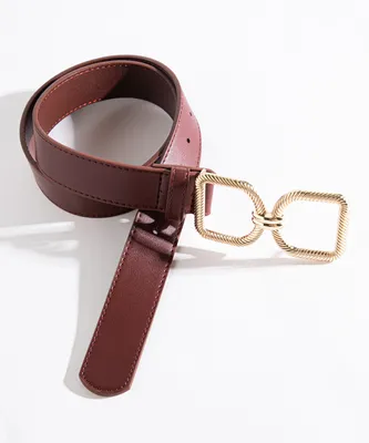 Burgundy Gold Buckle Belt