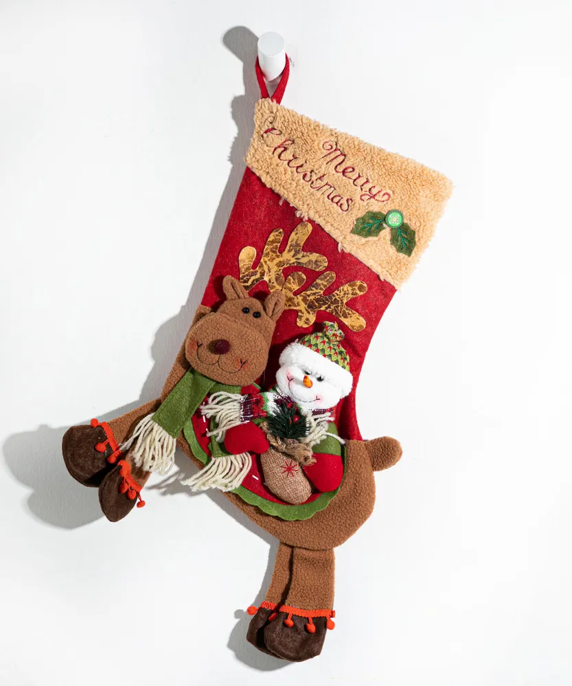 Reindeer with Snowman Stocking