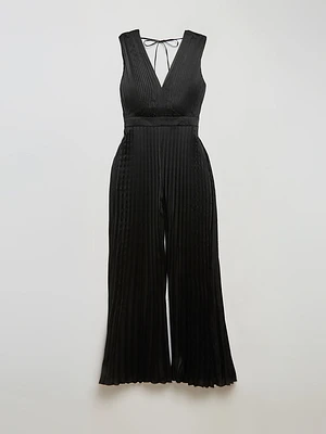 Satin Pleated Jumpsuit