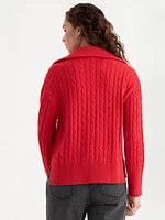 Cable Knit Zip Front Cardigan