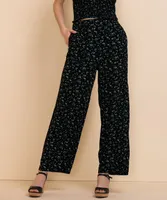 Printed Pull-Up Wide Leg Pant