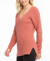 V-Neck Waffle Stitch Sweater