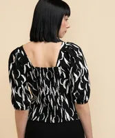 Puff-Sleeve Square Neck Blouse