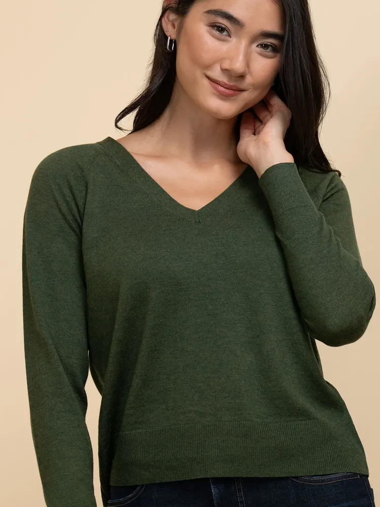 Long Sleeve Cashmere-Blend V-Neck Sweater