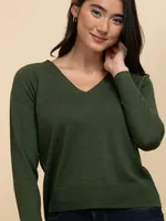 Long Sleeve Cashmere-Blend V-Neck Sweater
