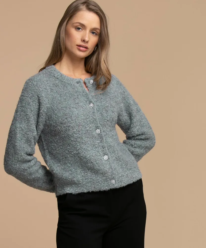 Eco-Friendly Jewel Button Cardigan